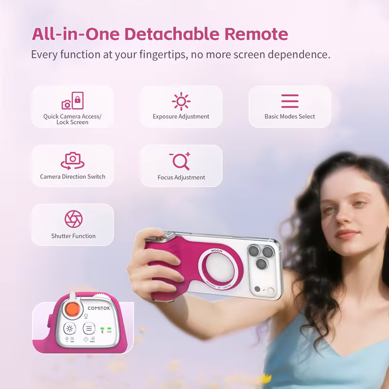 Telesin Magnetic Camera Grip 'Pink'